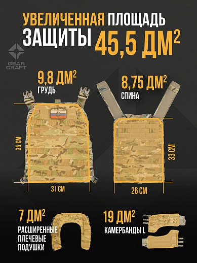 картинка Бронежилет Атом 2.0 Увеличенный + СВМПЭ Бр1 от магазина gear-craft.ru